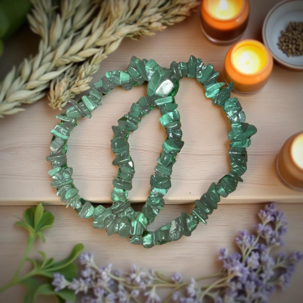 8mm 🔥 Malachite Chip Bracelet
